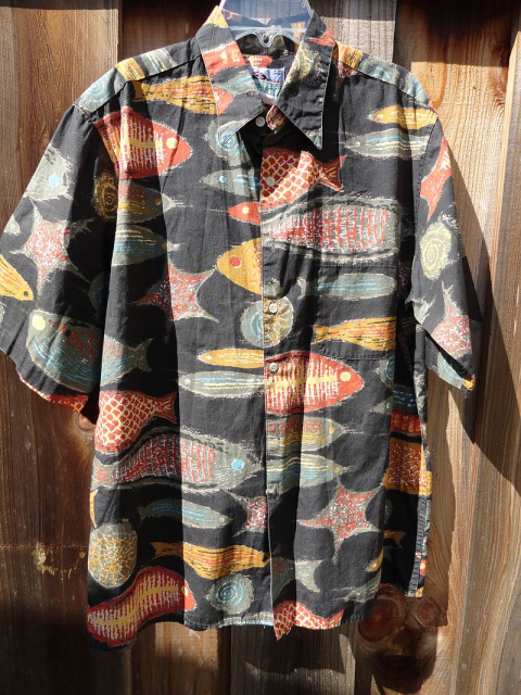 Vintage 80s 90s Reyn Spooner Fish Print Cotton Shirt sz M